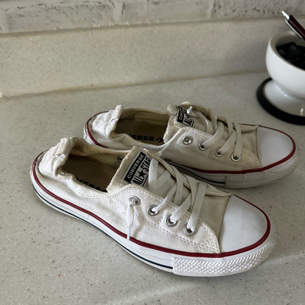 Converse White and Red Flats